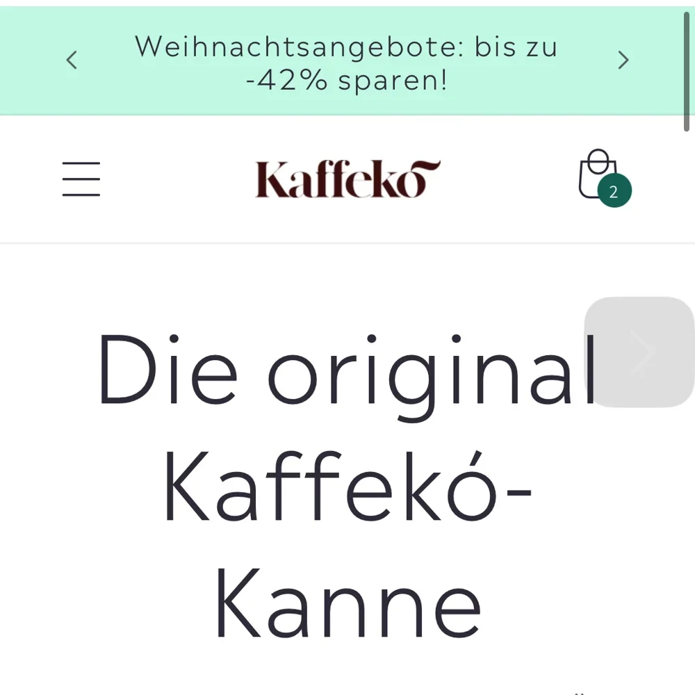 Startseite des Kaffeko-Shops auf dem Smartphone