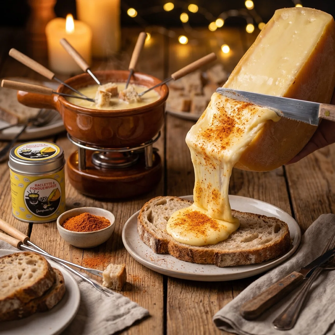 Raclette- und Fonduewürze von Gewürzladen Näfels in Szene gesetzt
